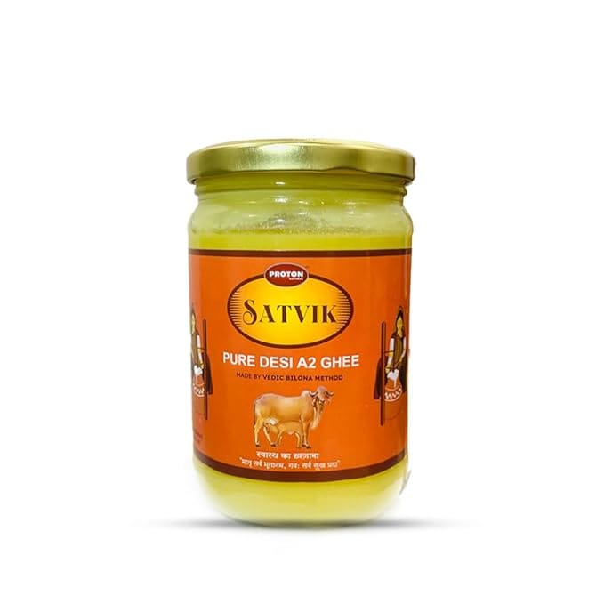 PROTON NATURAL SATVIK Pure Desi Cow Ghee A2 Bilona Method | Traditional Bilona Method | Cultured | Immunity Booster| Natural | Healthy | Fresh |Lactose and gluten free (500 ML)