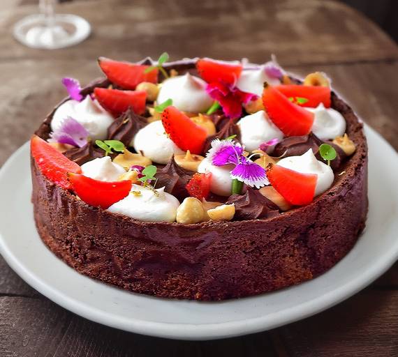 Flourless Chocolate Cake with Baked Ganache