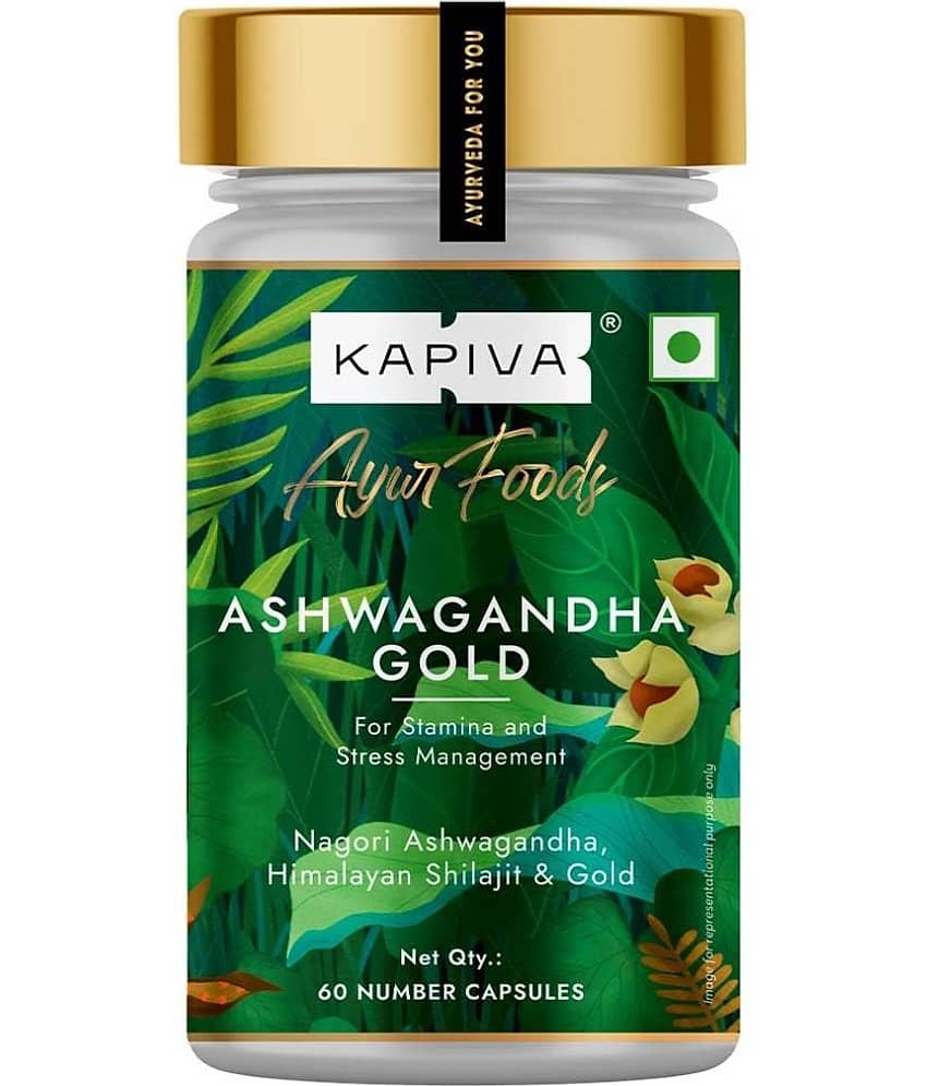 Kapiva Ashwagandha Gold Capsules (60 N Caps) 100% Ayurvedic | With Gold, Shilajit | Helps in Stress Management | For Men & Women