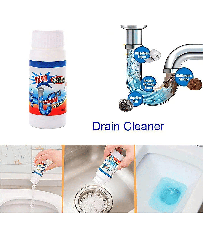2 pcs Sink & Drain Cleaner Powder | Powerful & Clog Remover Sink Cleaning Powder | Automatic Toilet Blockage Cleaner, Removes Clogs, Blockage in Washbasin, Septic Tank, Sinks, Pipes view 2