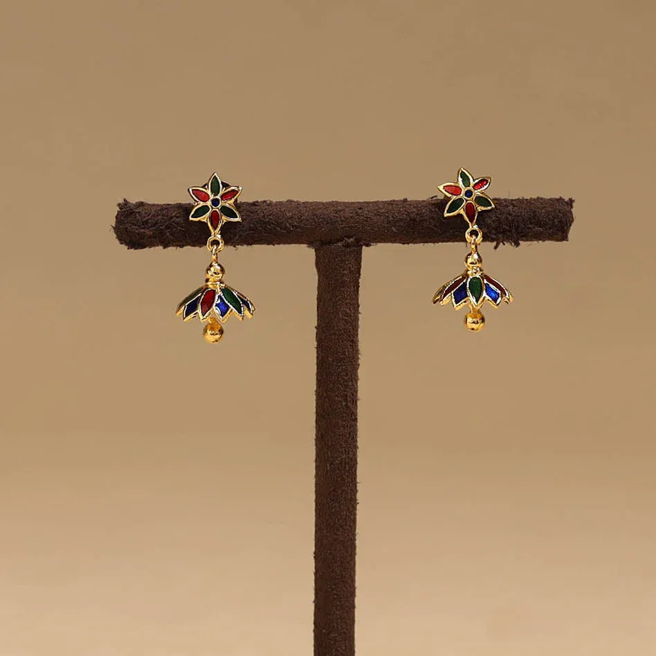 Multicolor - Handcrafted Paka Meenakari Earrings 124