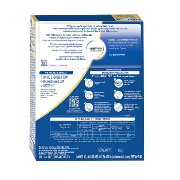 Nestle NAN PRO Stage 2 Follow Up Formula Powder 400 Gms view 2
