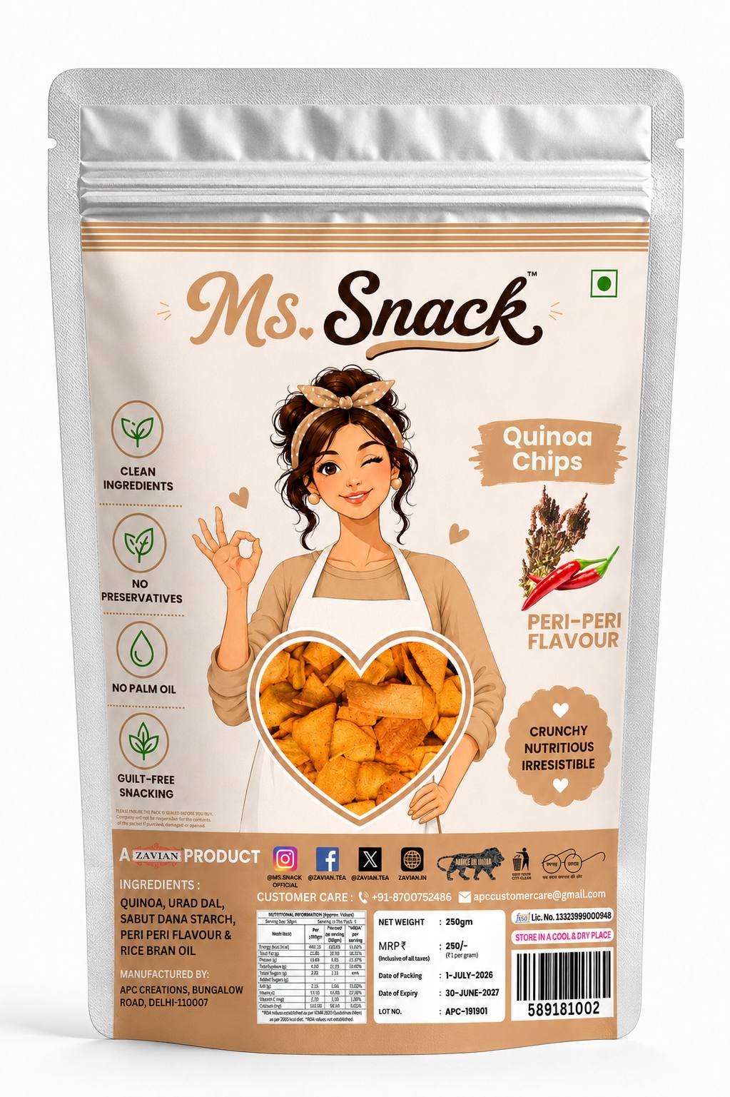 Ms. Snack Quinoa Chips - 250g