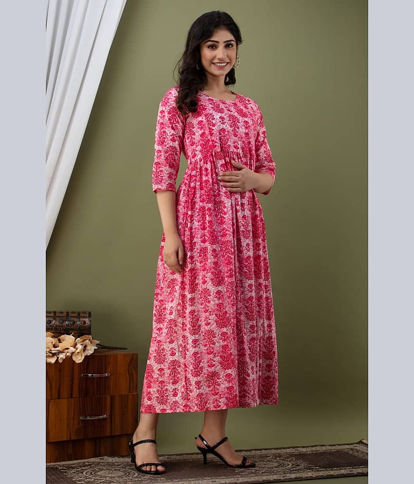 Nevisha Style Pink Cotton Maternity Kurta