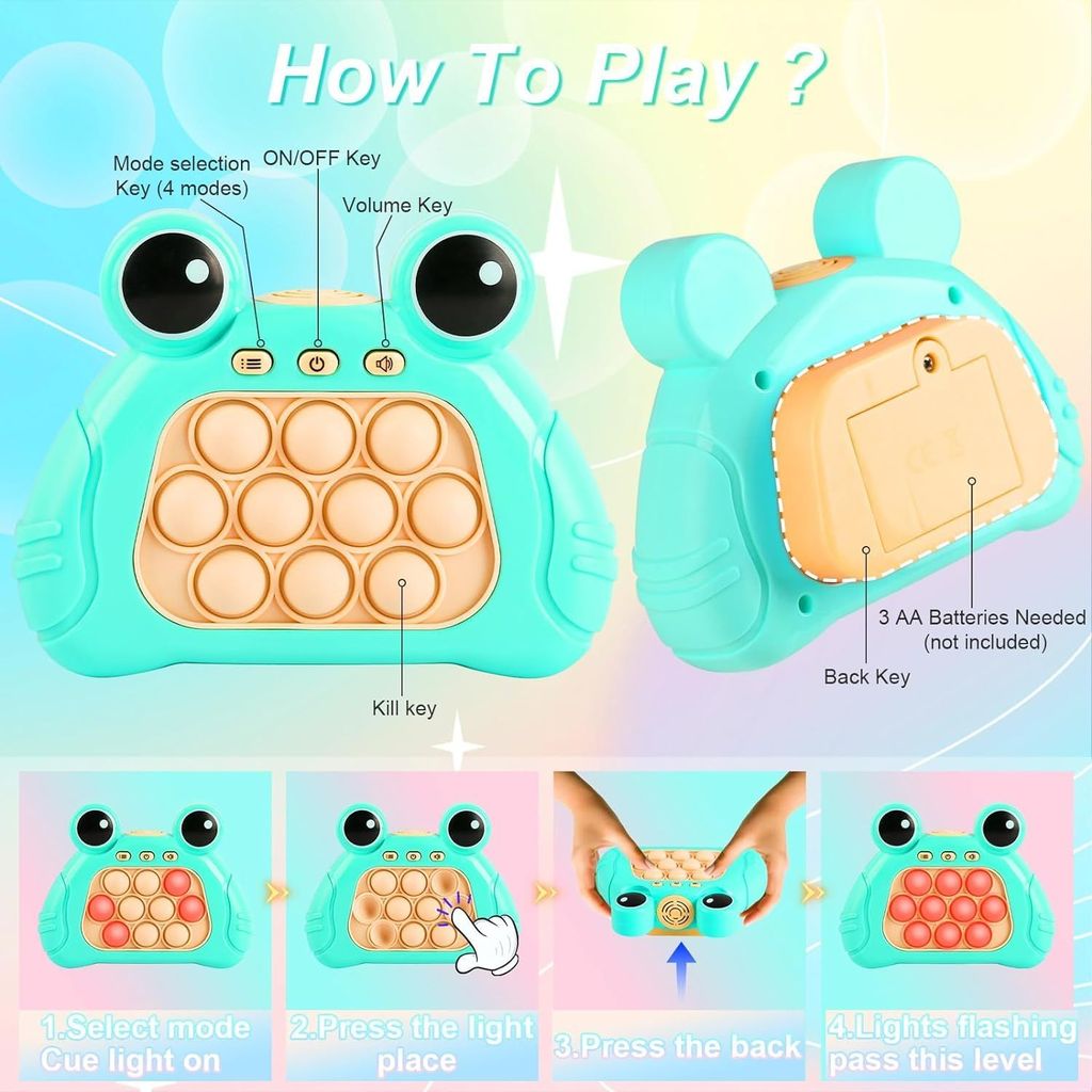 Planet of Toys Pop Fidget Toys with Light Up Bubble Pop Fidget Toy Quick Push Game Pop It Up Puzzle Game | Sensory Stress Reliever Satisfying Toys - (Multicolor) view 2
