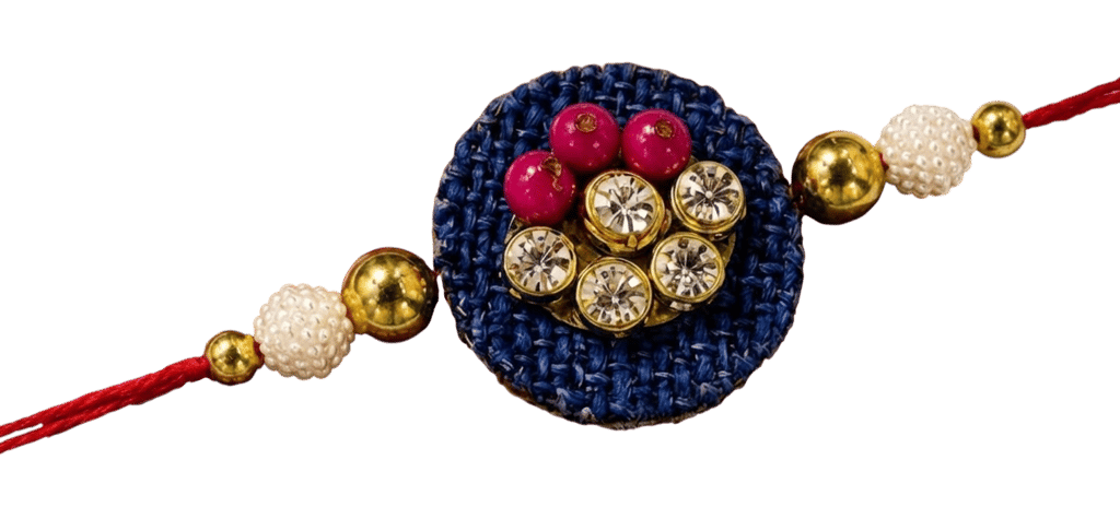Blue Jute Rakhi with Beads view 2