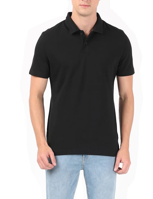 Solid Colour Cotton Polo T-shirt For Men (2 Tshirts) view 2