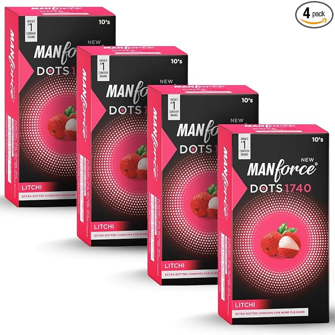 MANFORCE Extra Dotteds Litchi Flavoured Condom (Set of 4 40 Sheets)