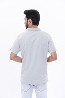 Solid Light Grey Polo T-Shirt view 2