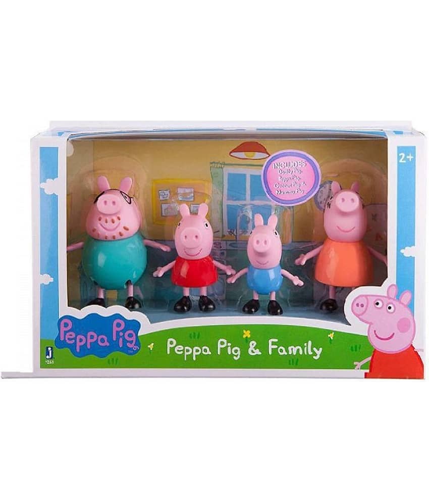 AURAPURO Toys & Gift Gallery Pig Family Toy Set of 4 Pcs. with Pig House Set, Animated Toys for Kids Children for Pretend Play By Ruhani Toys & Gift Gallery