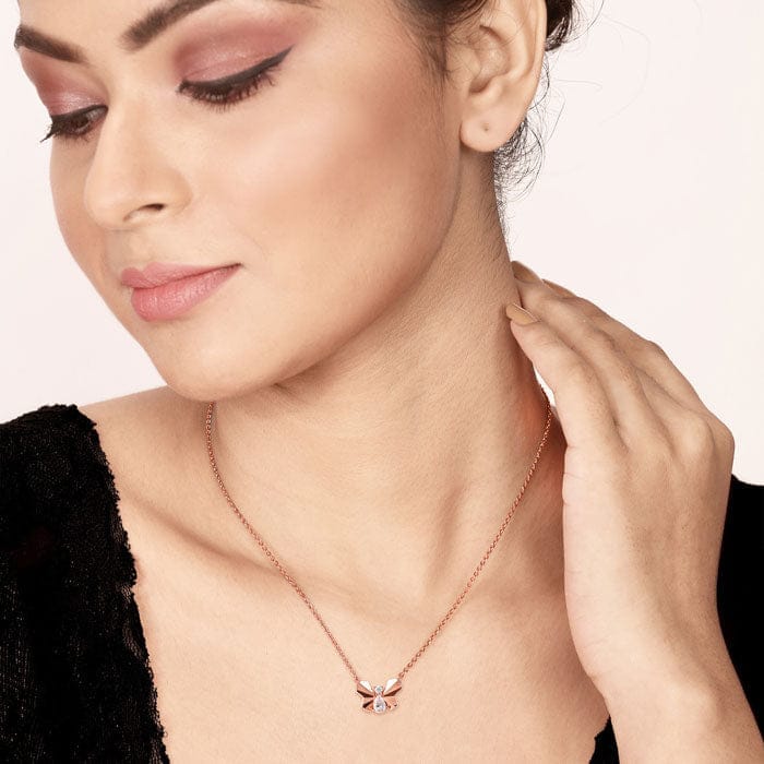 Rose Gold Social Butterfly Pendant with Chain view 2