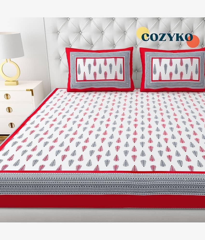 COZYKO Cotton 1 Double King Bedsheet with 2 Pillow Covers ( Multicolor ) view 2
