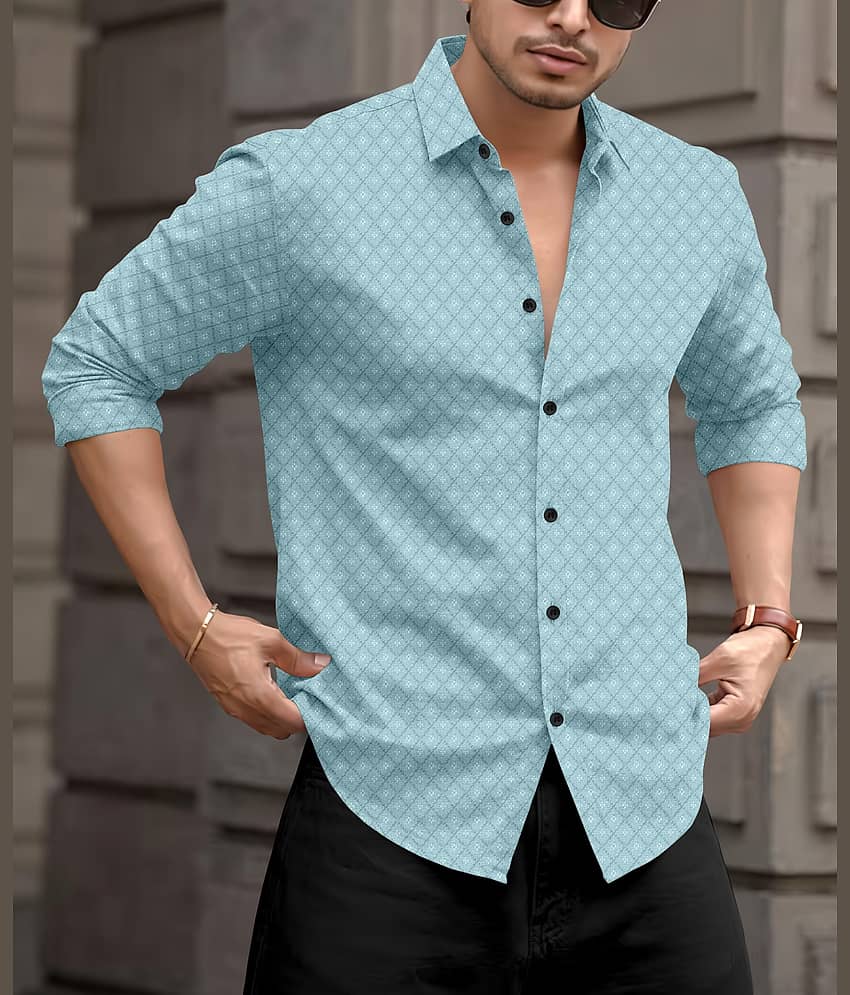 Nofilter Cotton Blend Regular Fit Printed Full Sleeves Men's Casual Shirt - Dark Green ( Pack of 1 )