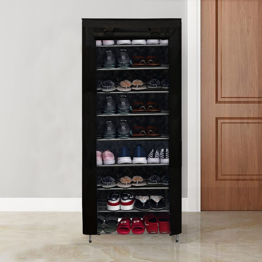 Philoshop 9 Layer Metal Shoe Rack with Dustproof Non-Woven Fabric Cover – Spacious & Stylish Storage Organizer view 2