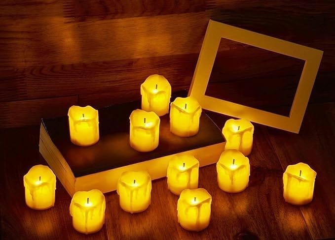 LED Tea Light Candles | Bright Amber Yellow Set of 6