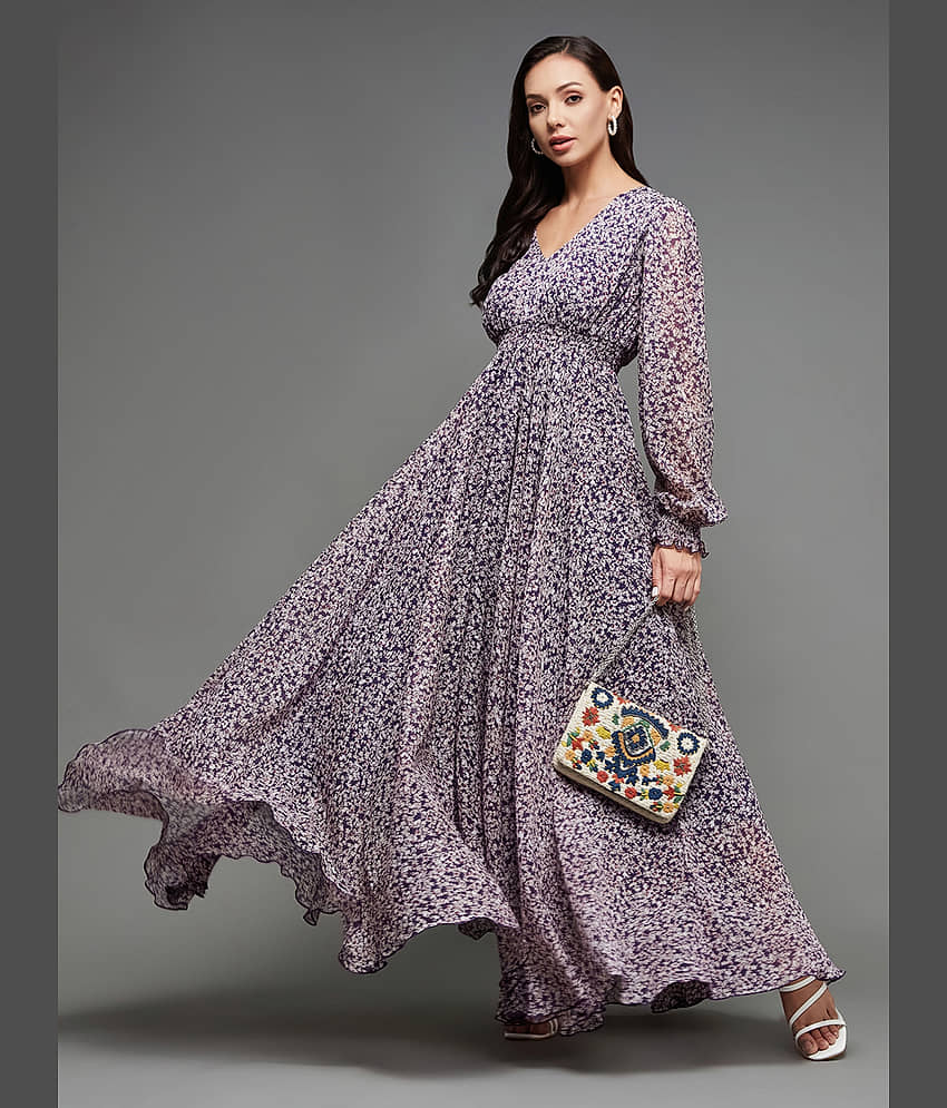 Miss Chase Women Chiffon Printed Fit & Flare Dress ( Multi Color )