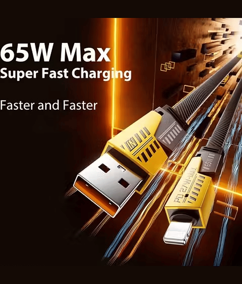 Metal 4-in-1 USB-C Cable, PD 65W 1.2 Meter Fast Charging Cable Metal connecters & Data Sync, Flat Braided Charger Cord with Type C/USB A for laptop iPhone iPad MacBook Samsung