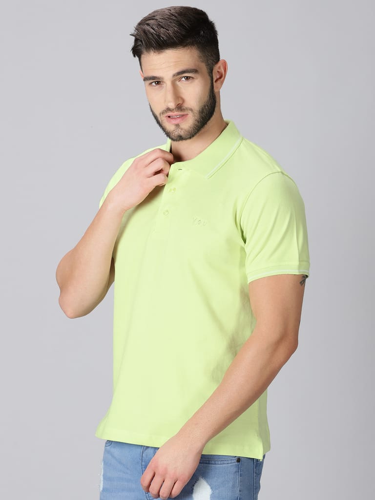 Pure Cotton Mint Green Solid Polo view 2