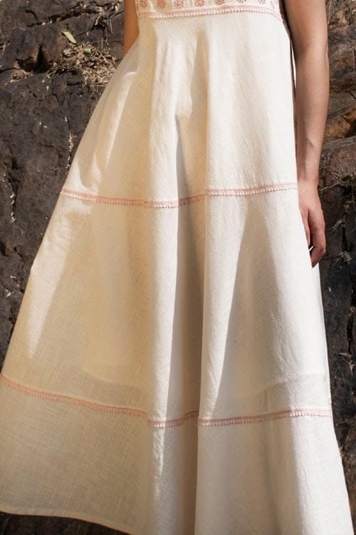 Avani Chikankari Off White Pure Cotton Strappy Dress view 2