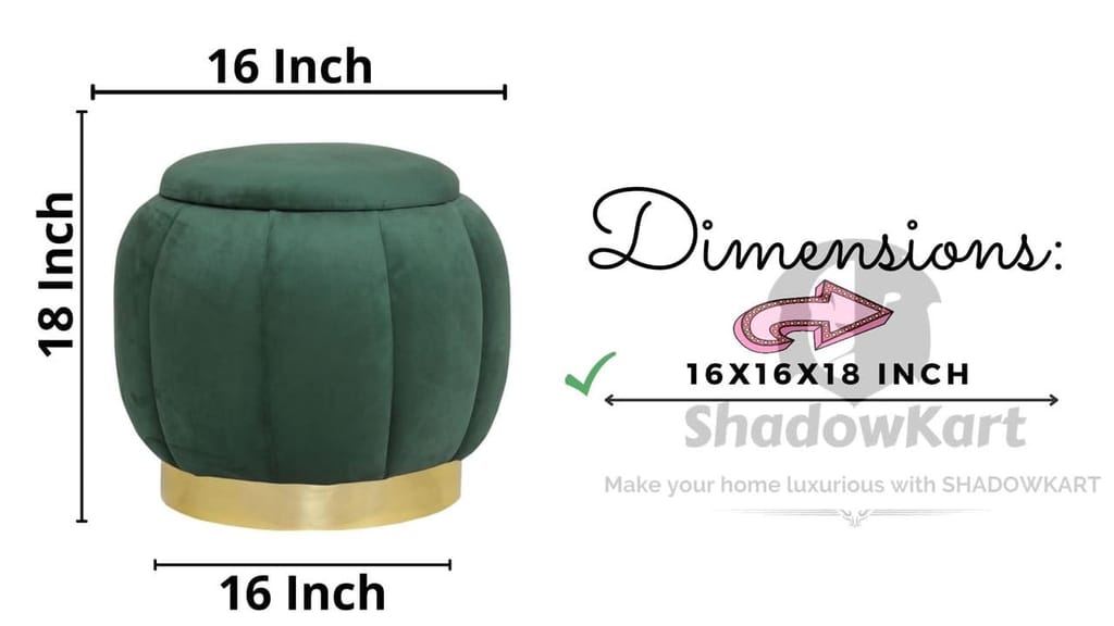 Shadowkart Pouffes Sitting Stool for Living Room, Make up Table Mudda Puffy Wooden Ottoman Stools, Pouffe Footstool, Poof for Room Decoration & Dressing Table, 16x16x18 Inch view 2