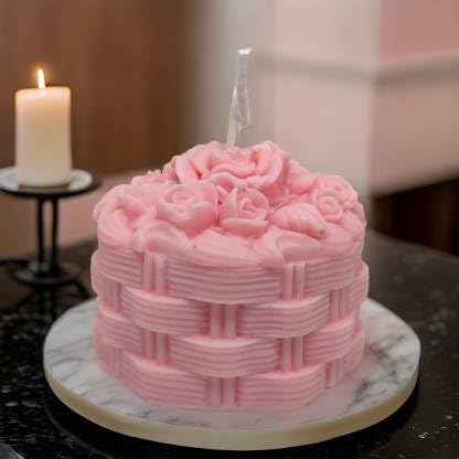 SS ENTERPRISE Decorative Large Rose Scented Candle | Diwali Rose Basket Candle | SOYA Wax | Rose Scented Candle view 2