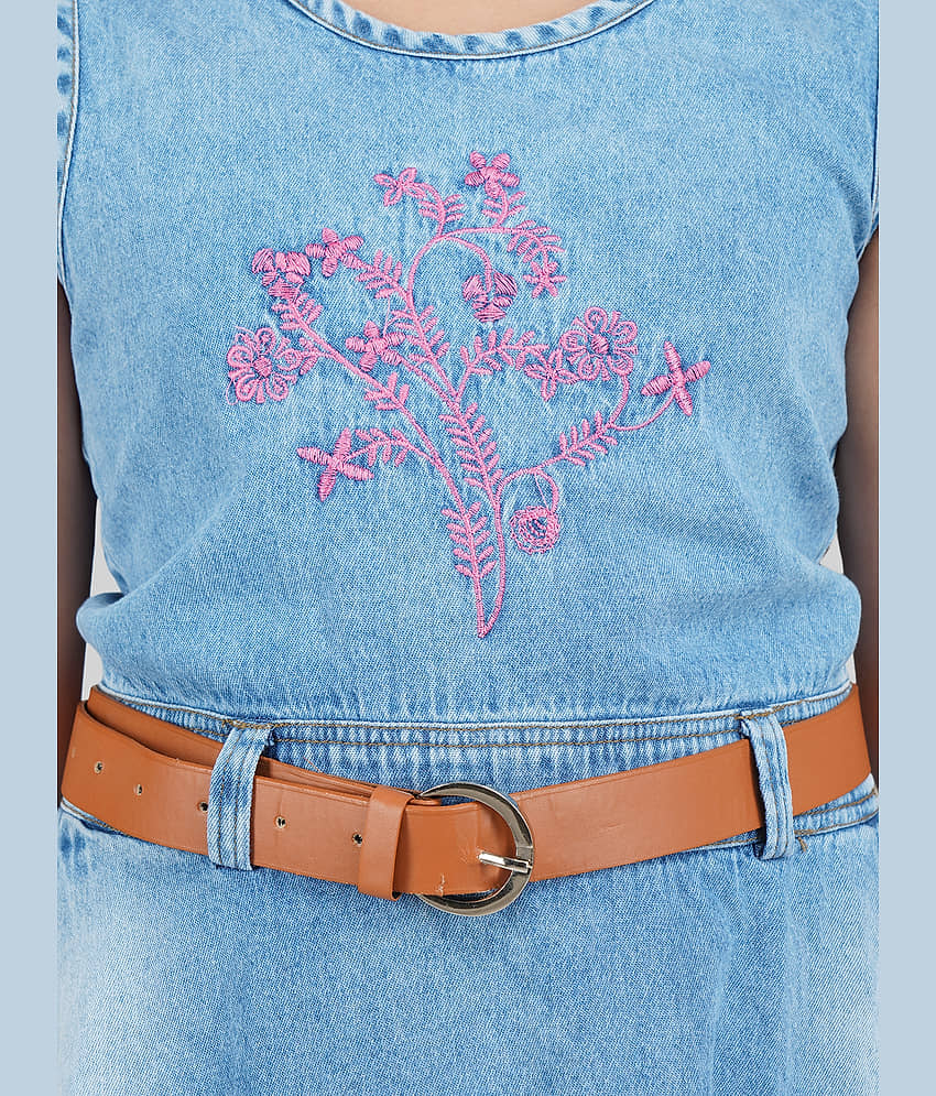 Being Naughty Denim Fit And Flare Dress For Girls ( Pack of 1 , Blue ) view 2