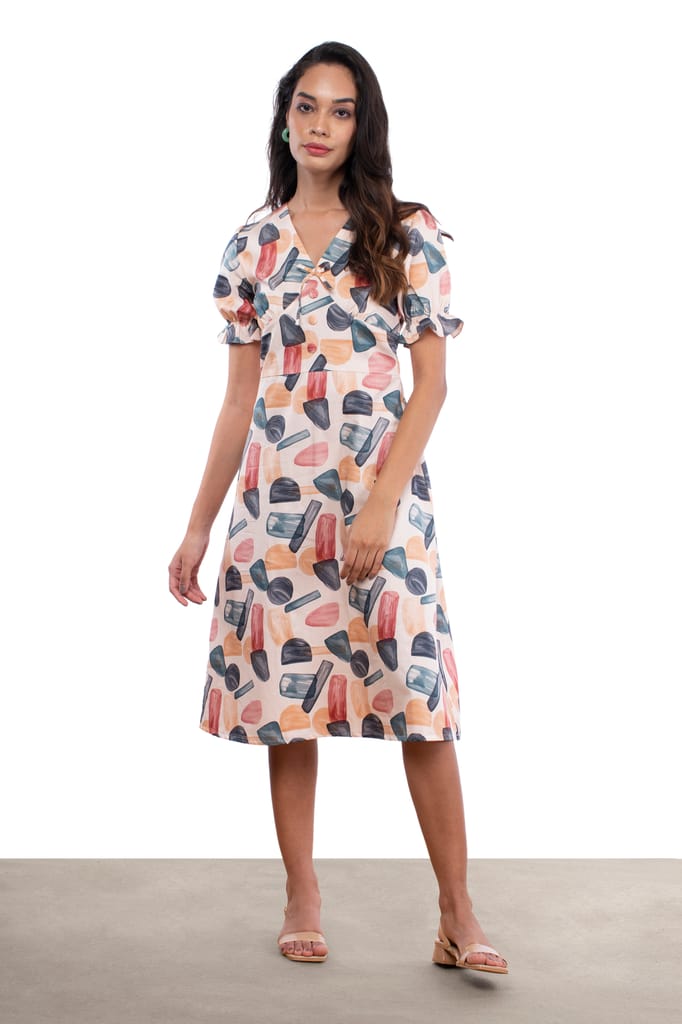 ABSTRACT PRINTED MIDI DRESS view 2