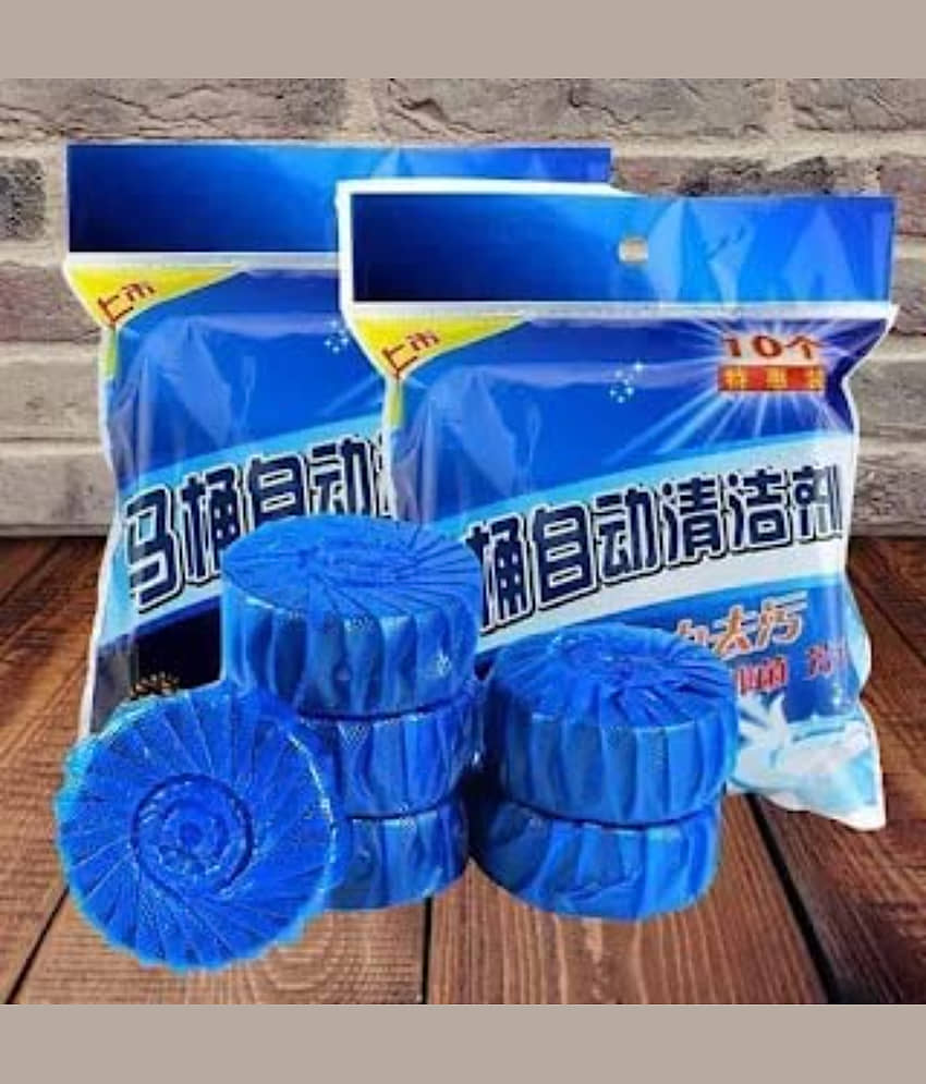 Radhe Creation (Pack 1 - 10pc) toilet cleaners tablets, toilet cleaners, toilet flush cleaner, toilet drainage cleaner, Toilet Cleaner Tablets – Blue Flush, Long-Lasting Freshness, Stain & Germ Removal, Deodorizing WC Cleaner Blocks