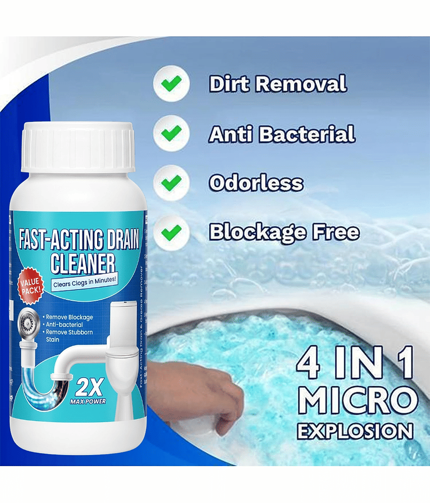 2 pcs Sink & Drain Cleaner Powder | Powerful & Clog Remover Sink Cleaning Powder | Automatic Toilet Blockage Cleaner, Removes Clogs, Blockage in Washbasin, Septic Tank, Sinks, Pipes view 2
