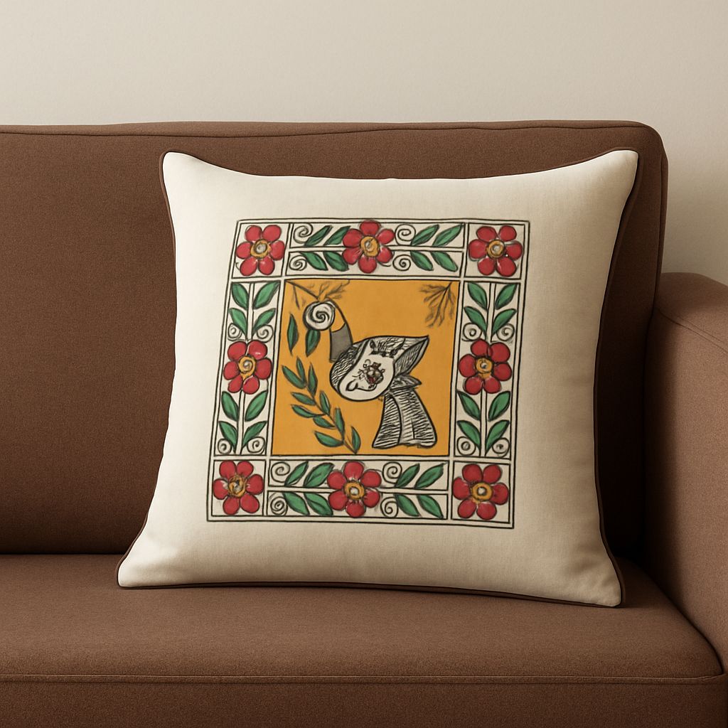 Bird Motif Decorative Pillow view 2