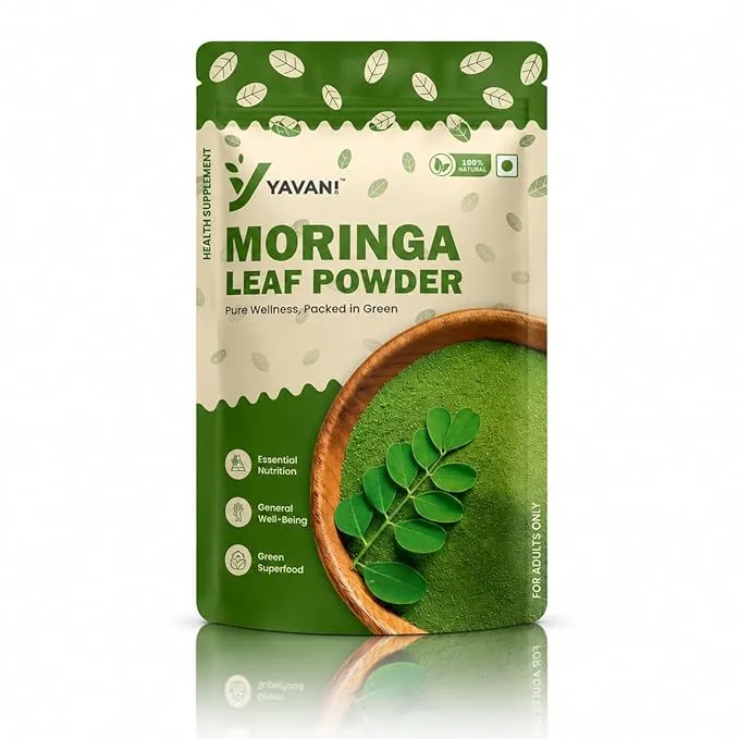 YAVANI Moringa Oleifera Leaf Powder USDA, Lab Tested & India Organic Certified Drumstick (Sahjan) Superfood for Immunity, Energy, Digestion, Weight Loss, Hair Growth & Glowing Skin 200g