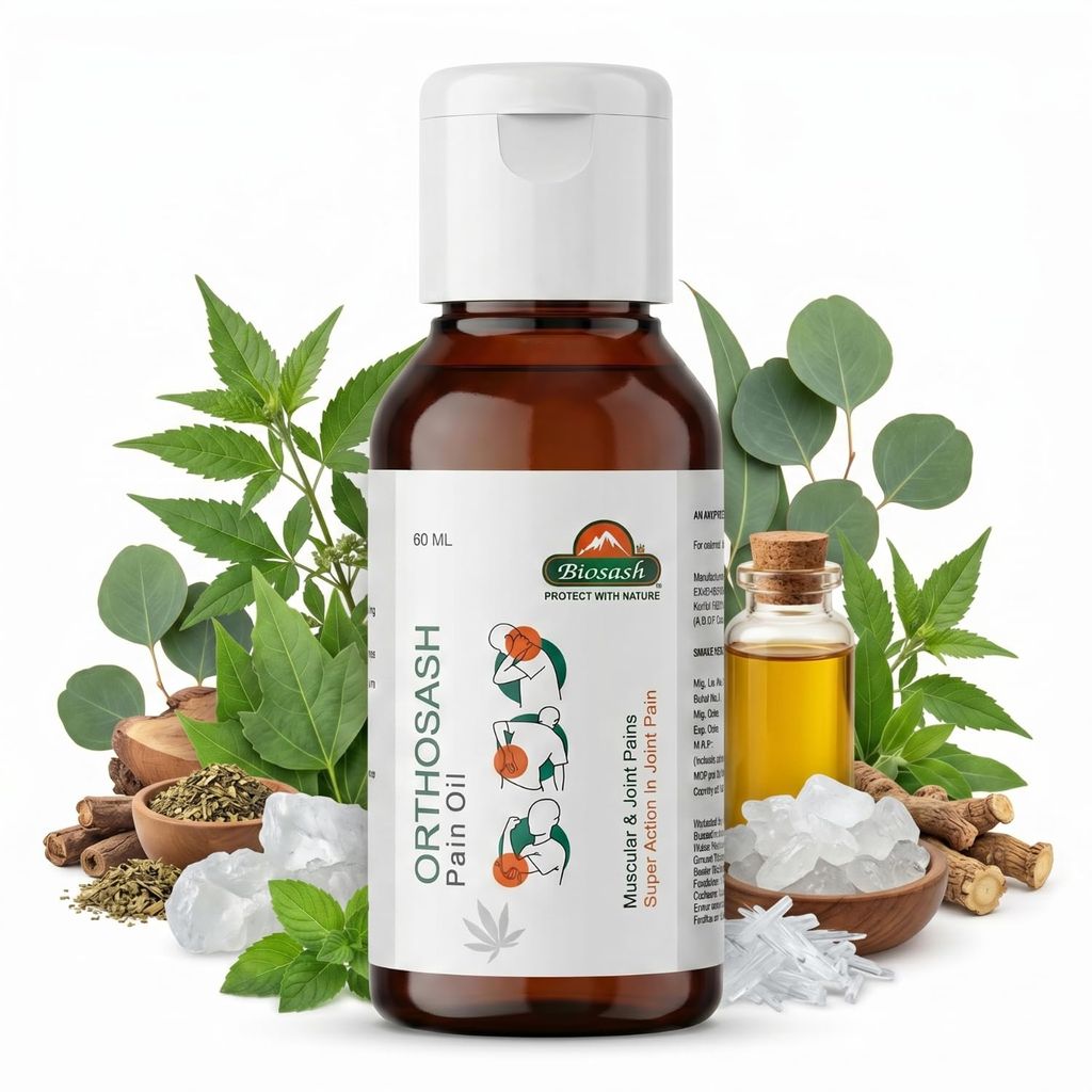 Biosash Orthosash Pain Oil 60 ml | Ayurvedic Pain Relief for Knee, Muscle & Joint Discomfort | Herbal Body Massage with Sea Buckthorn Berry | Best Relaxing for Arthritis & Full Body Care