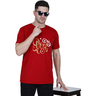 Life Dream Mens Red Solid Cotton Blend Round Neck T-Shirt view 2
