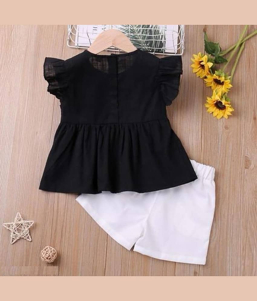 CUTEVIBE Pack of 1 Baby Girls 100% Cotton Shirt & Shorts ( White & Black ) view 2