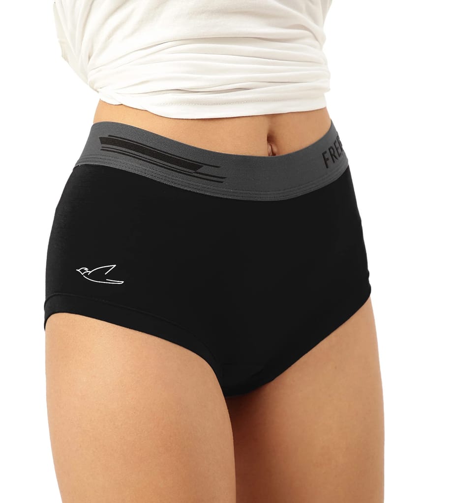 Freecultr Women's Underwear Antibacterial Micromodal Airsoft | Boxer Brief - Non-Itch, No Chafing, Sweat-Proof Comfort Pack of 1-Pot Black view 2