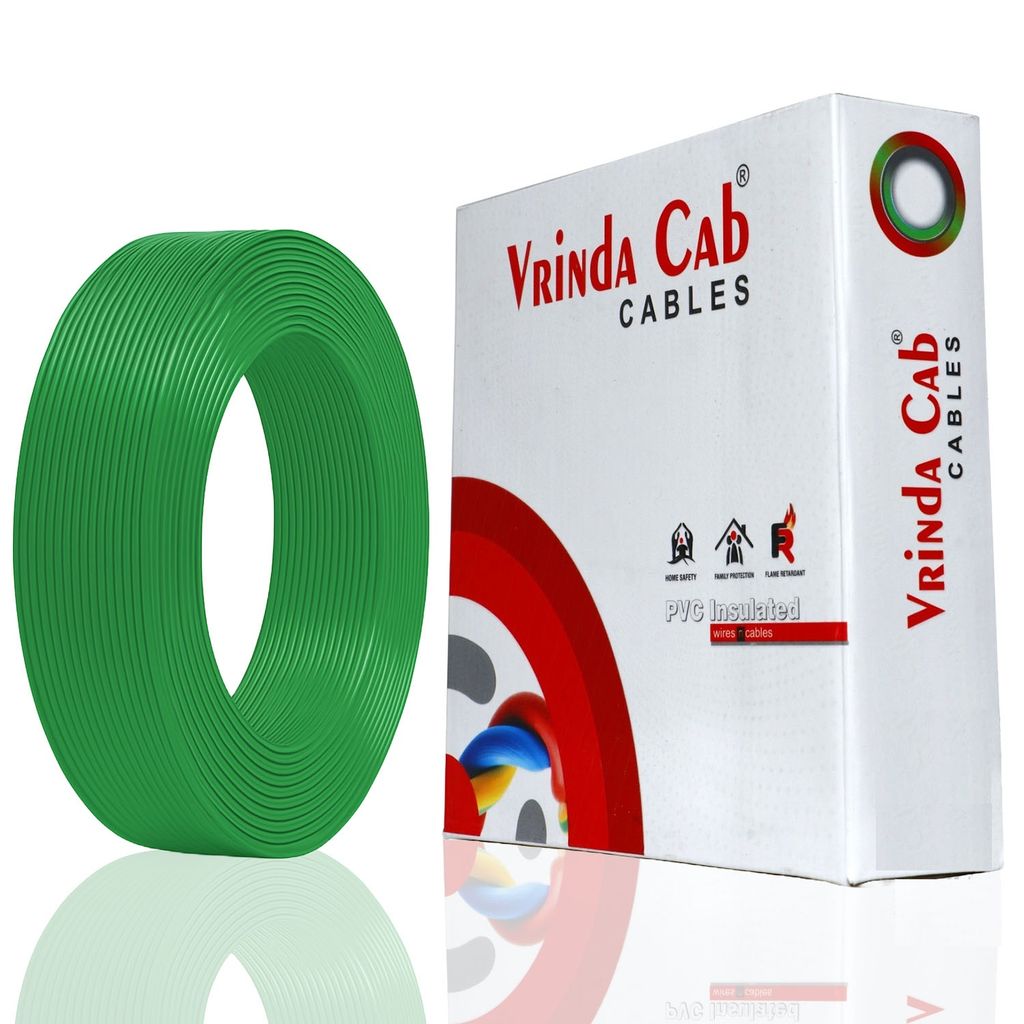 VRINDACab Green 1.5MM 90 MTR Wire | FR PVC Insulated Multi Strand CCA Copper Electrical Cable | Flame Retardant House Wiring Wire for Domestic & Industrial Use