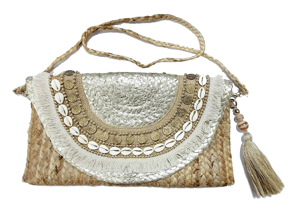 Jute Purse with Embellishments And Beautiful Handmade Tassel