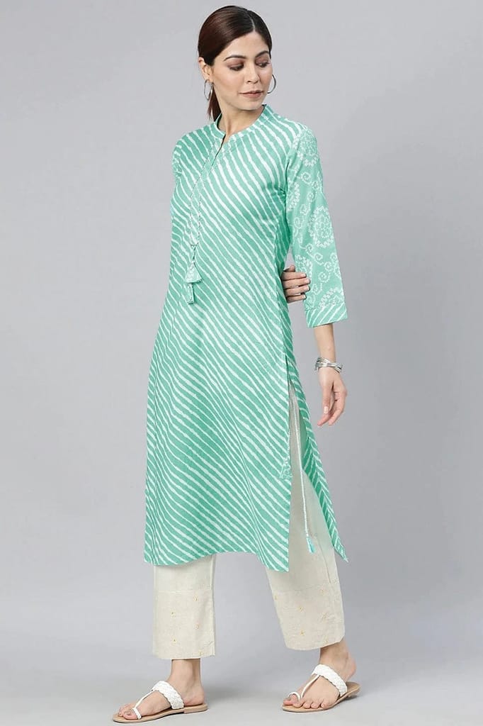 Sea Green Cotton Straight Kurta VCK8188 view 2