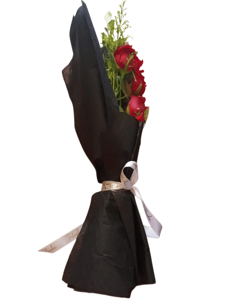 Luxe Black Wrapped Bouquet of 6 Red Roses – Elegant Gift for Grand Gestures view 2