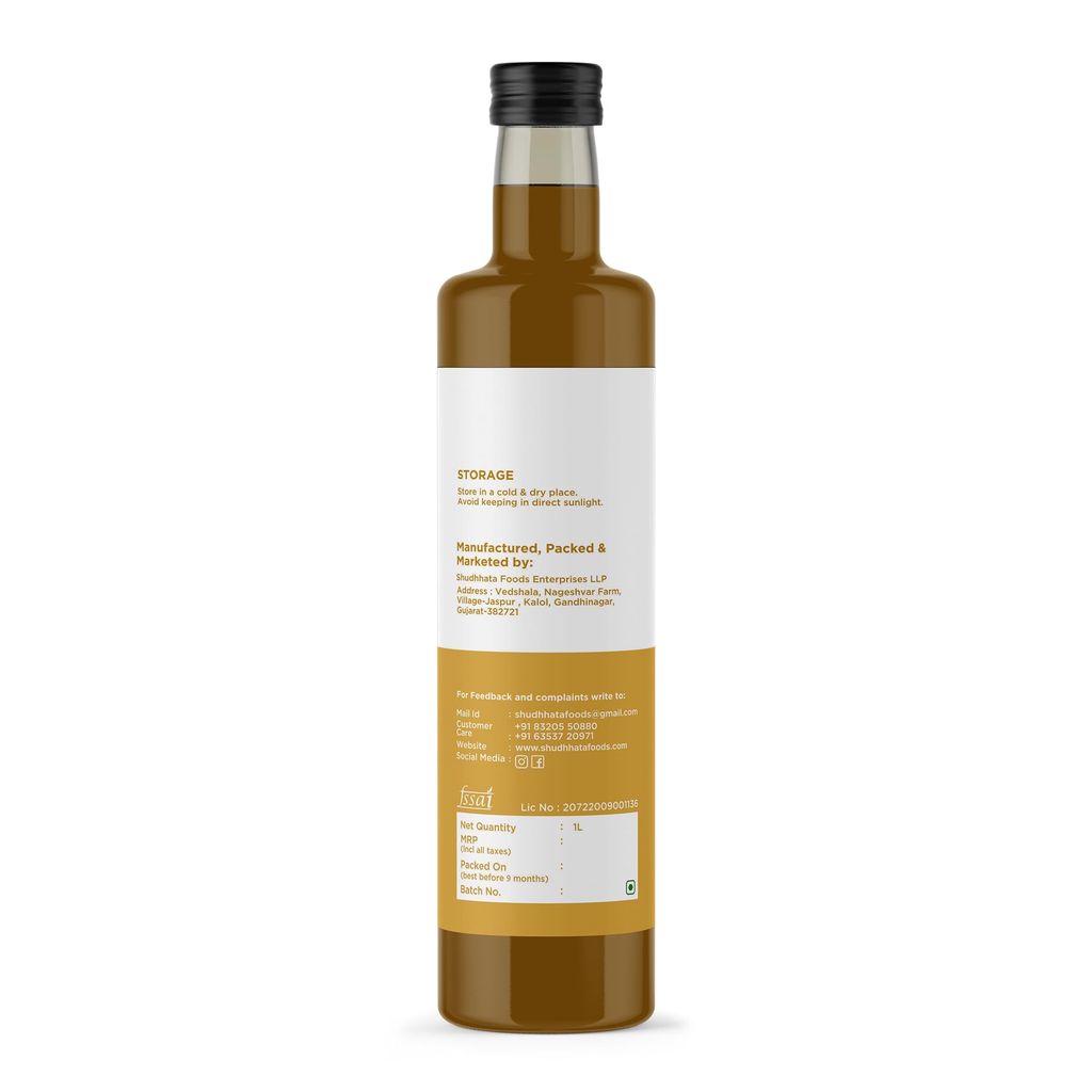 Shudhaata Black Mustard Oil (1L) - Versatile Sarso Oil Rich in Vitamins and Omega-3 Fatty Acids view 2