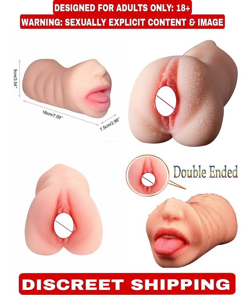 2 In 1 Mouth + Vagina - 3D Pocket Pussy - Blow Job - Indian Dark Male Masturbator Sex Toy For Men By KAMAHOUSE