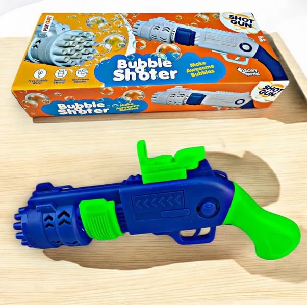The New JoyMates [Multicolor] Electric Shotgun Bubbles Gun Toy for Kids | Automatic Bubble Shooter with Bubble Solution | Colorful Outdoor Fun | Safe and Durable | 3+ Years (Multicolor). view 2