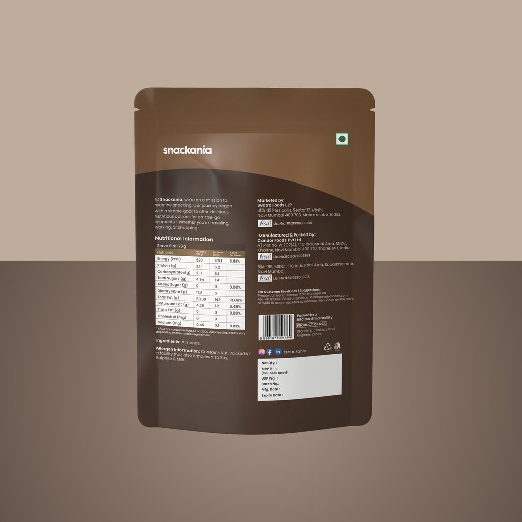 Snackania American Almonds I Badam I Raw American Almonds I Natural I High in Fiber & Boost Immunity | Real Nuts 480 Gram view 2