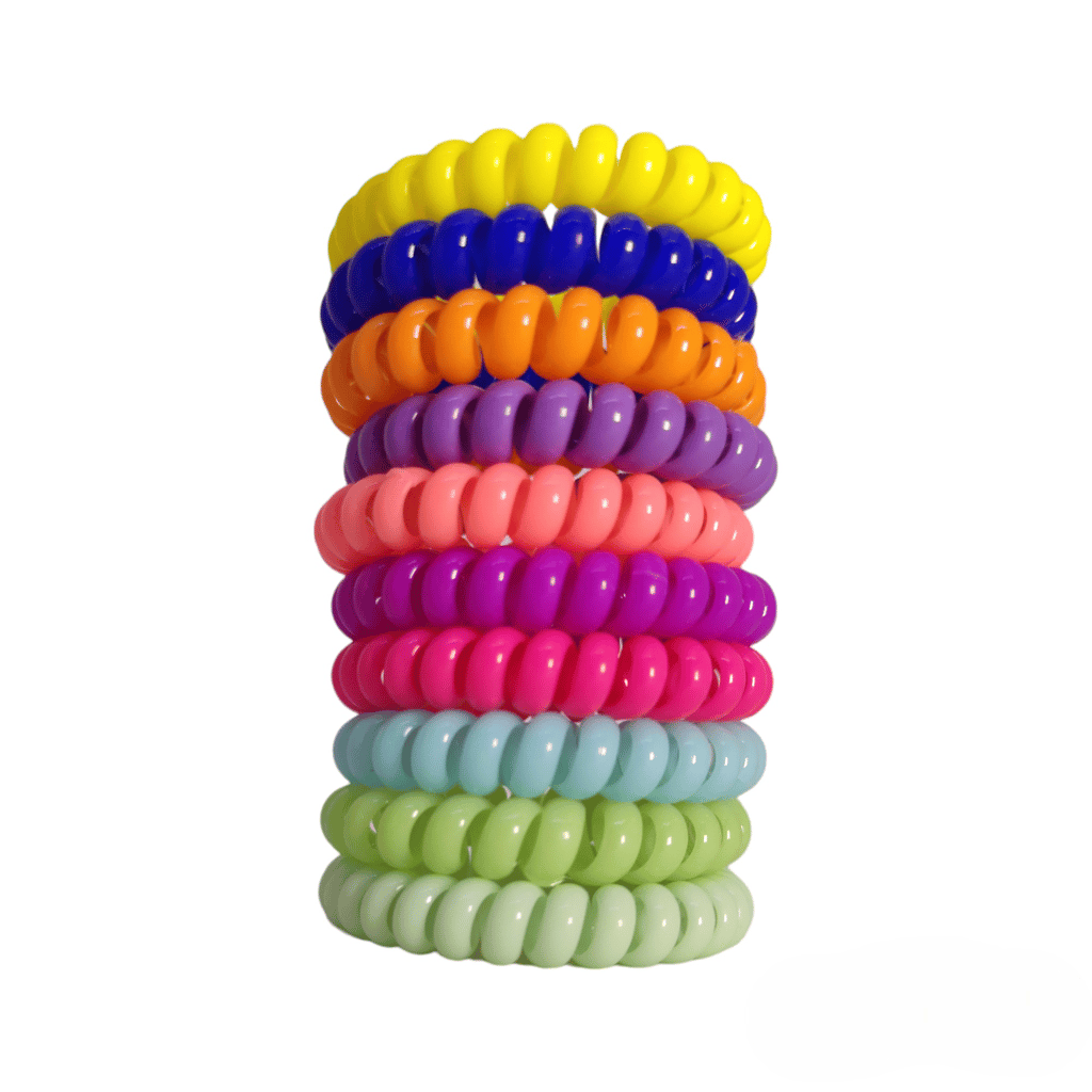 Elastic Spiral Rubber Band No-Crease, Stretchy & Tangle-Free Hair Bands for Girls. Perfect Spiral Rubber Bands for Effortless Styles Pack of 10 view 2