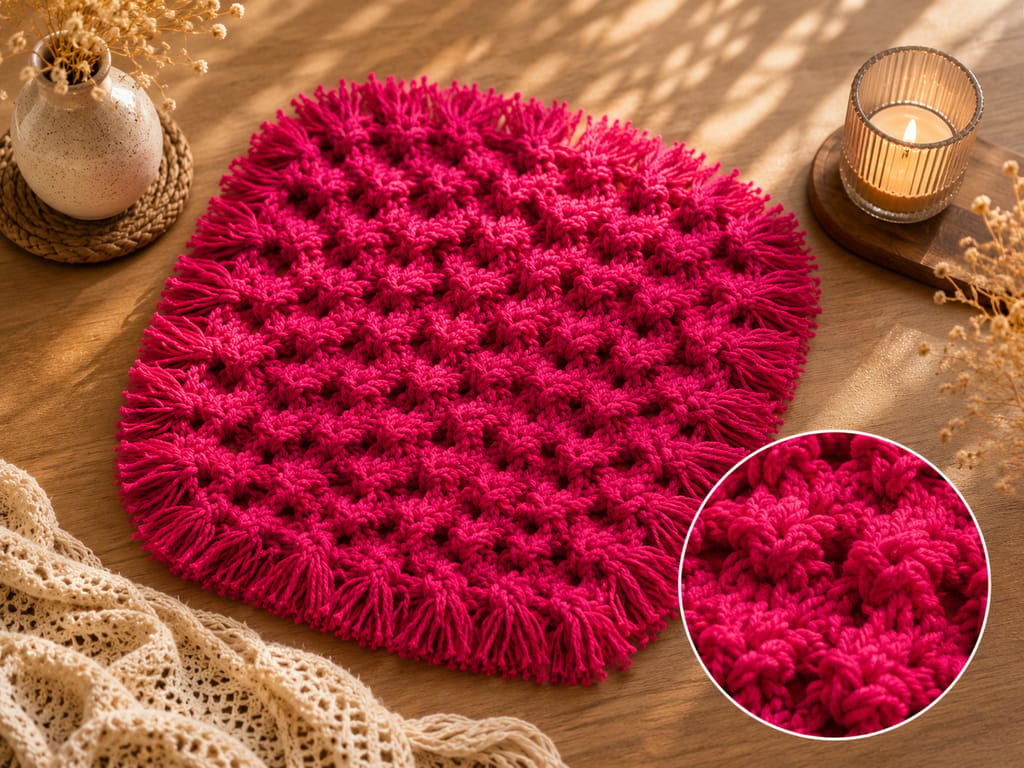 Handmade Magenta Macrame Table Mat