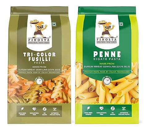 Finosta Penne Pasta With Tri Color Fusilli Pasta, 500 Each Combo Pack