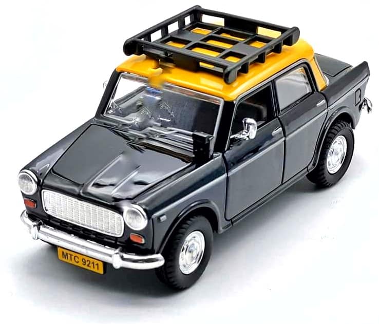 Queen 70's Toy Car | Premier Padmini Old Model Toy Car | Old Indian Miniature Toy Cars with Openable Doors (Plastic) (Black Taxi)