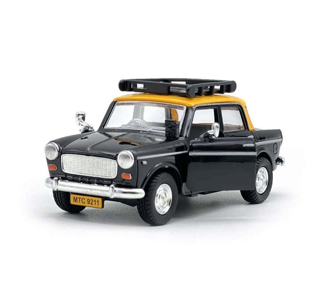 Queen 70's Toy Car | Premier Padmini Old Model Toy Car | Old Indian Miniature Toy Cars with Openable Doors (Plastic) (Black Taxi) view 2