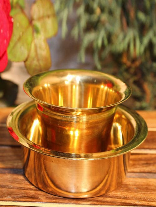 BEING CLASSIC Brass Coffee Dabara Tumbler Set | Tea Dabara | Peetal Ka Dabara | Serving Drinkware Tumbler Golden Color, Set of 1 Pieces for Serving Filter Coffee view 2