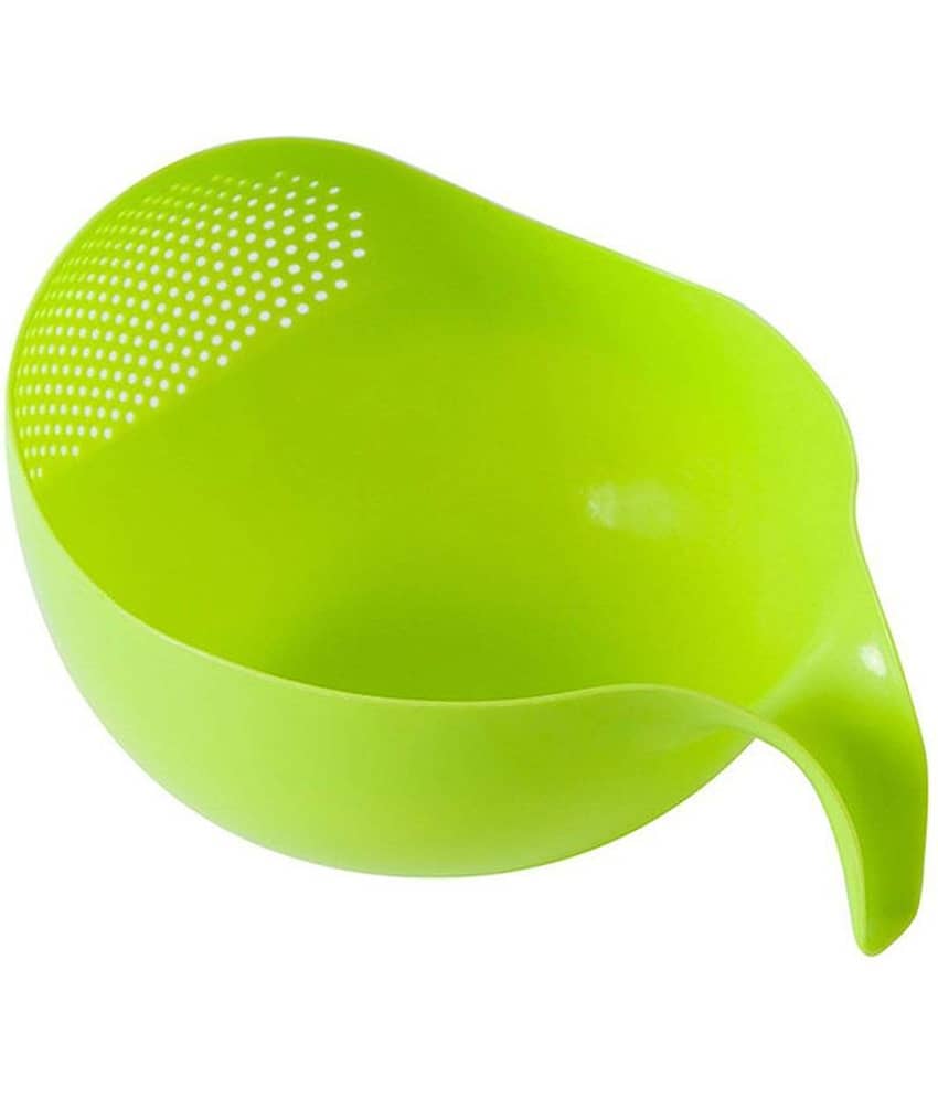 flyfot Kreative India Plastic Multipurpose Rice Wash Bowl with Handle for Rice V Plastic Strainers 1 Pc view 2